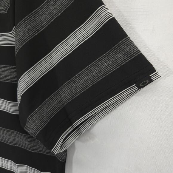 Oakley Polo Mens Extra Large Black Gray Striped Hydrolix Performance Golf Shirt - Picture 5 of 13